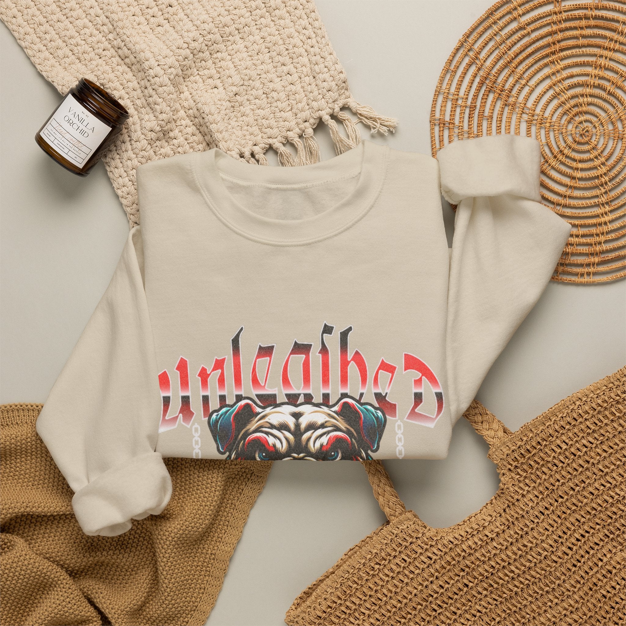 Unleashed Bulldog Graphic Premium Unisex Crewneck Sweatshirt | The Fashion Studio Graphic Premium Unisex Crewneck Sweatshirt