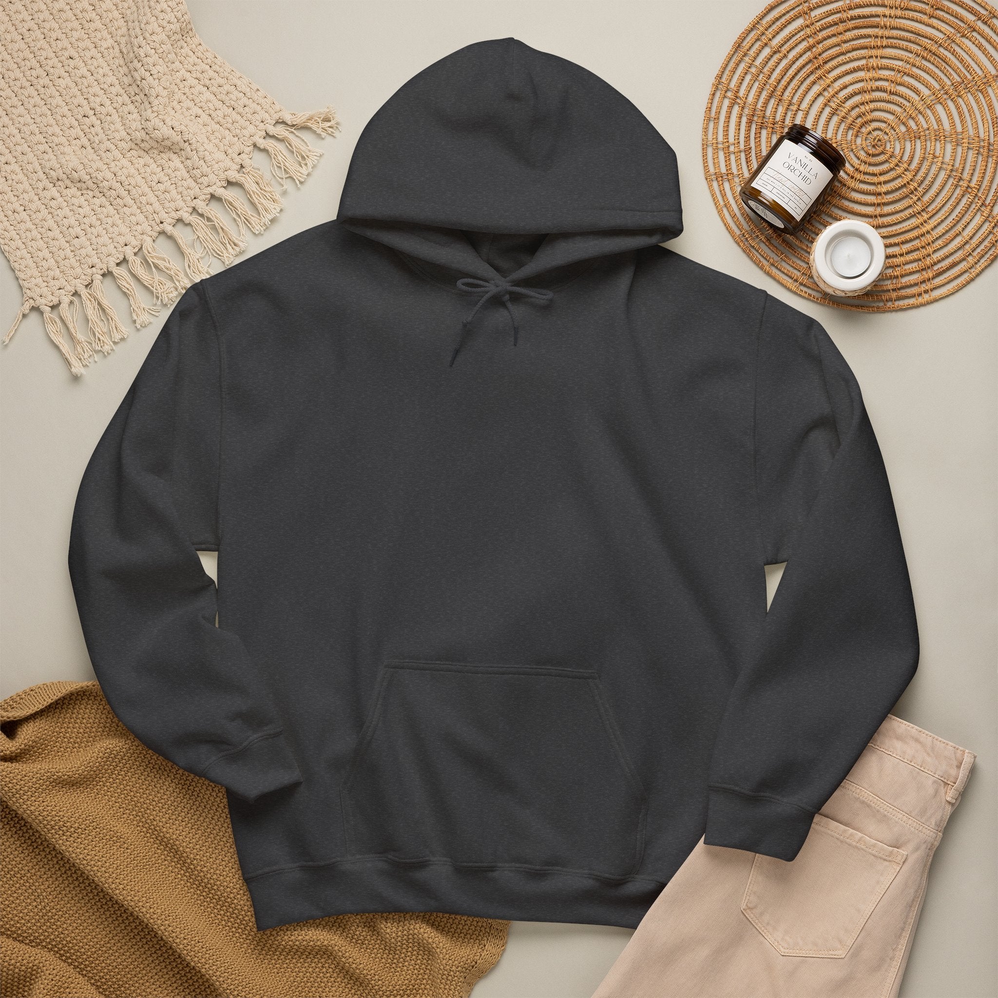 Mens X-Prees Quality  plain Dark Heather Heavy Blend™ Hooded Sweatshirt