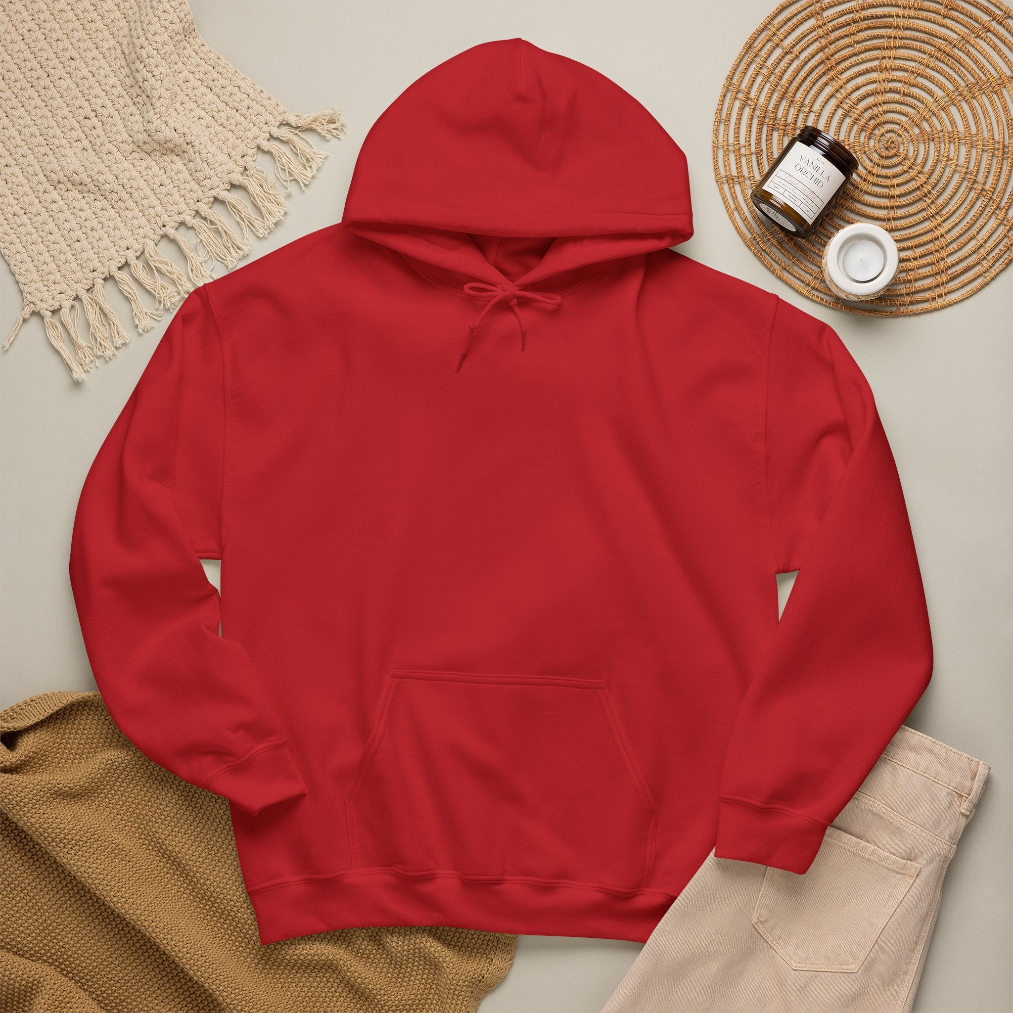 Mens X-Press Quality Red Plain Heavy Blend™ Hooded Sweatshirt