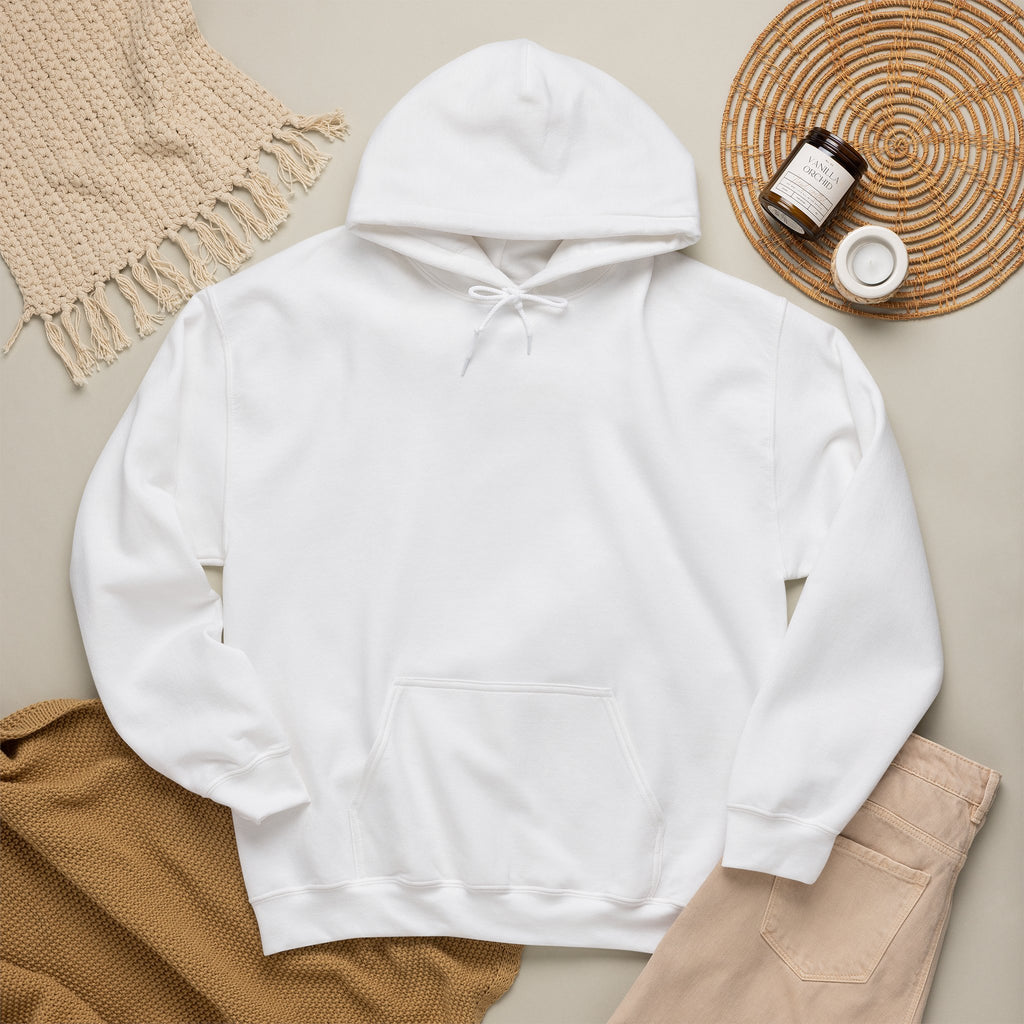 Mens X-Press Quality White Plain Heavy Blend™ Hooded Sweatshirt