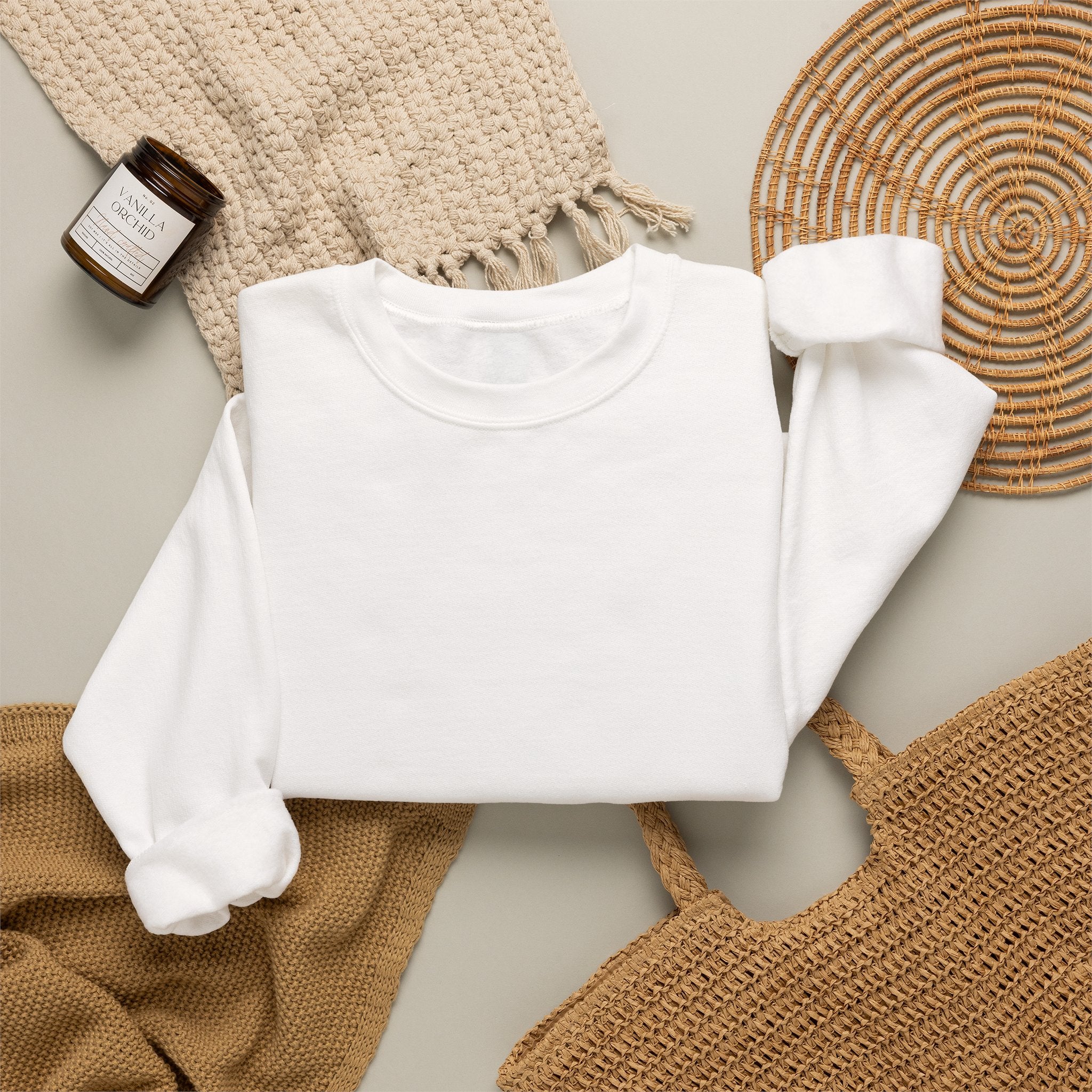Mens X-Press quality Luxury White Crewneck Sweatshirt