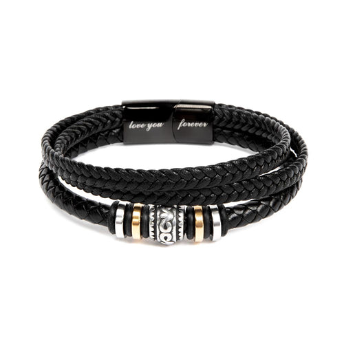 Men's Black Braided Vegan Leather Bracelet | Stainless Steel Magnetic Clasp