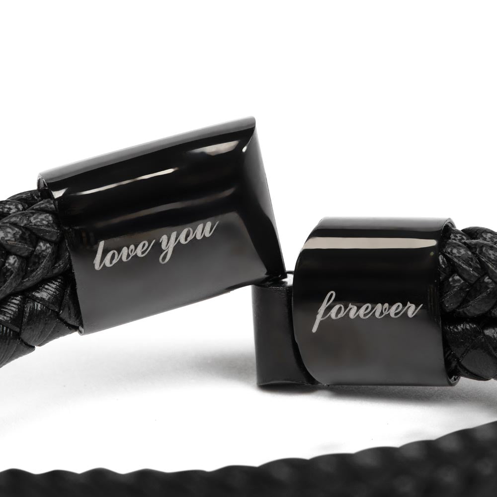 Men's Black Braided Vegan Leather Bracelet | Stainless Steel Magnetic Clasp