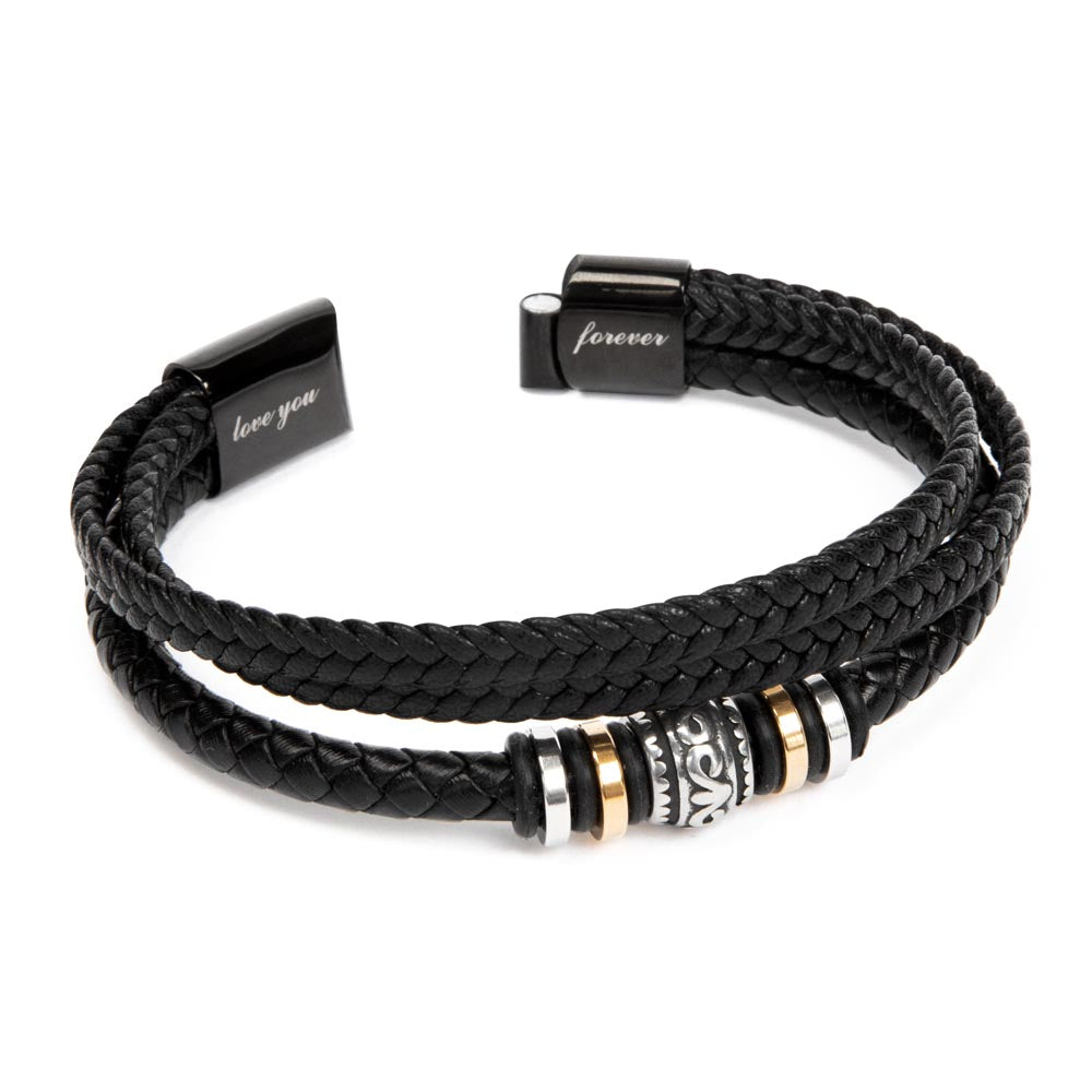 Men's Black Braided Vegan Leather Bracelet | Stainless Steel Magnetic Clasp