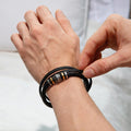 Men's Black Braided Vegan Leather Bracelet | Stainless Steel Magnetic Clasp