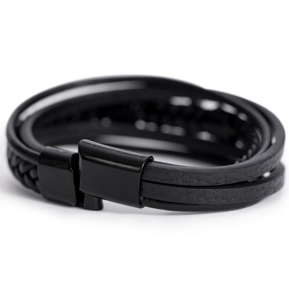 Men's Premium and Luxury Looking Hand Bracelet | Vegan Leather | Cross Symbol | Black Bracelet | The Fashion Studio Men's Bracelet